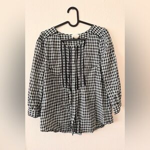 Meadow Rue Anthropology Black and White Gingham Blouse